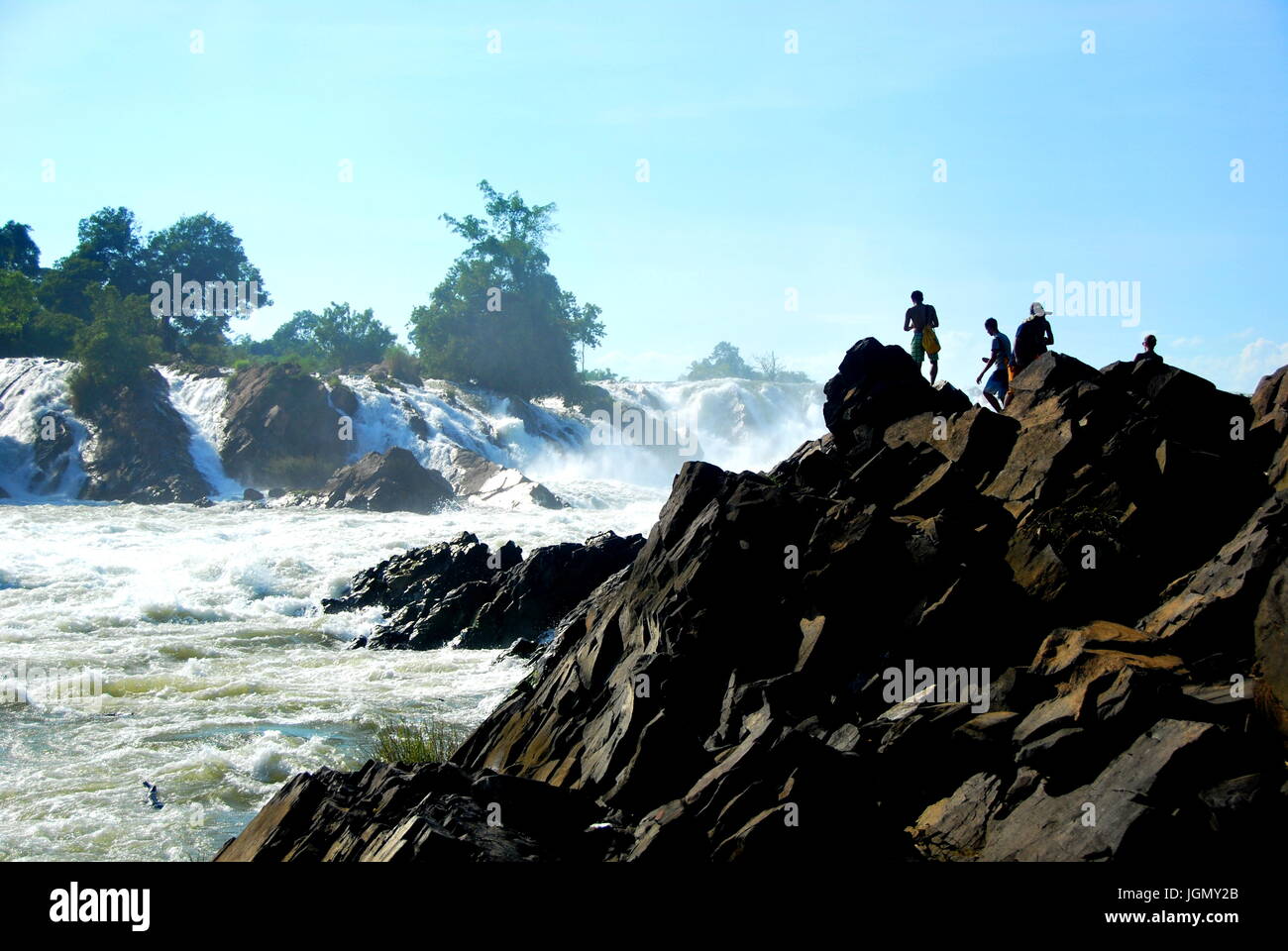 Il potente Khone Phapheng cascate vicino a Don Det, 4000 isole, Laos Foto Stock