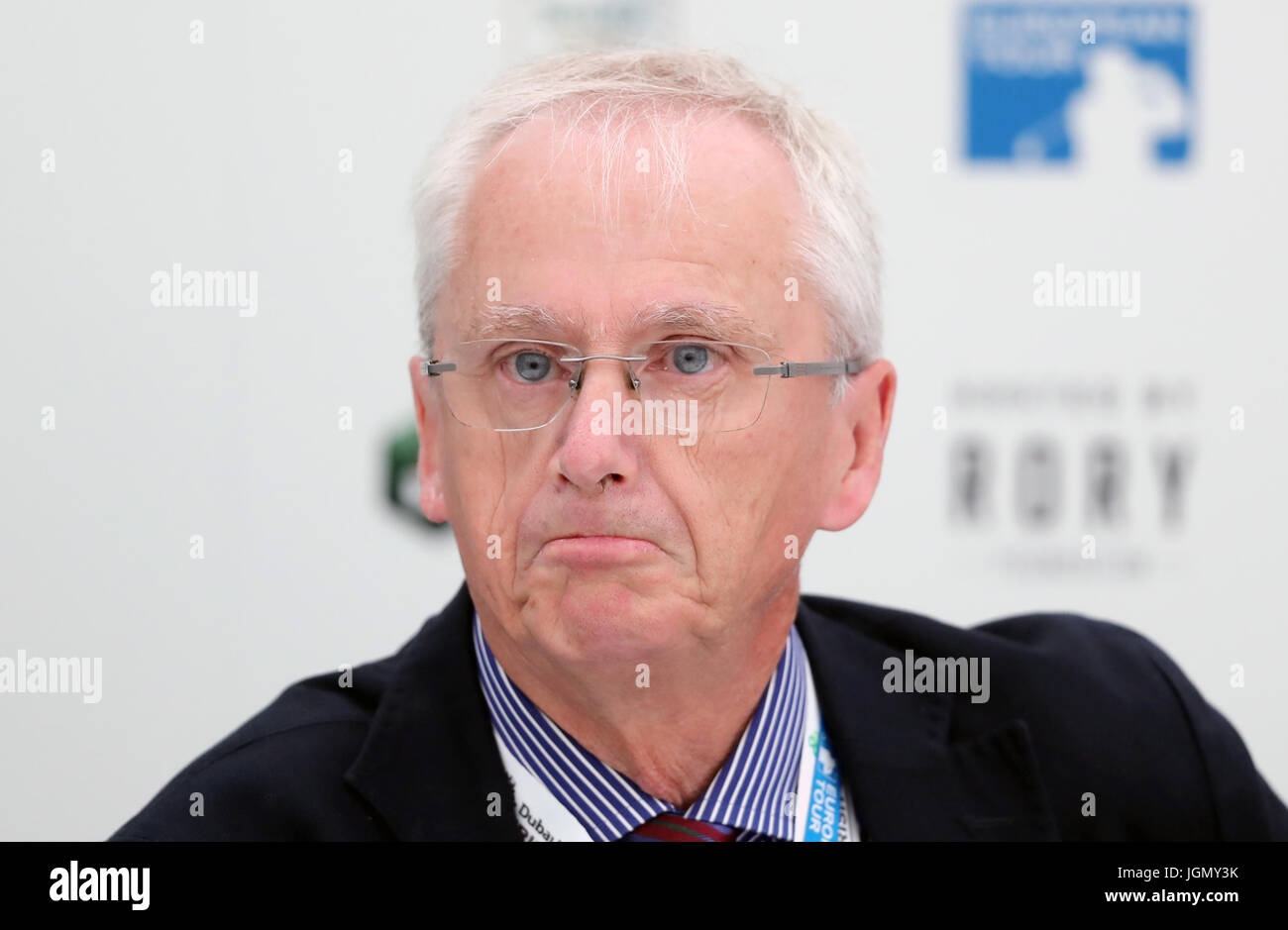 Chief Executive di sport in Irlanda John Treacy durante una conferenza stampa davanti a giorno quattro del Dubai Duty Free Irish Open a Portstewart Golf Club. Stampa foto di associazione. Picture Data: domenica 9 luglio 2017. Vedere PA storia irlandese di golf. Foto di credito dovrebbe leggere: Niall Carson/filo PA. Restrizioni: solo uso editoriale. Uso non commerciale. Foto Stock