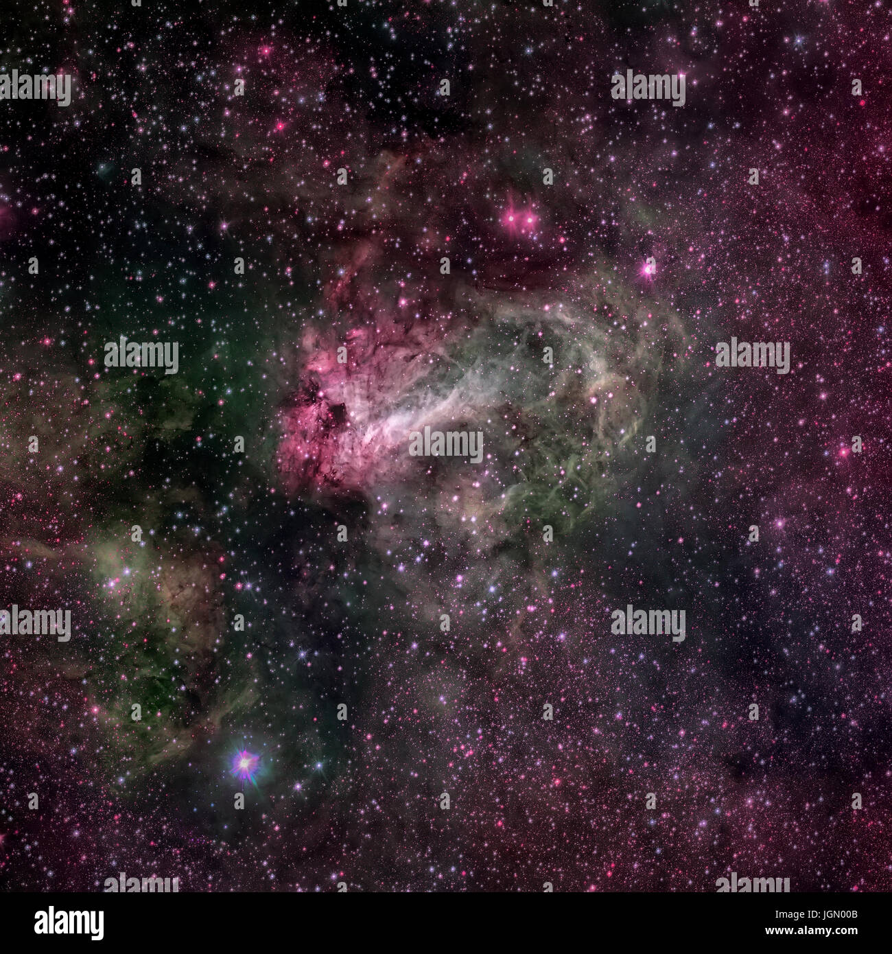 Star-regione di formazione di Messier 17, Nebulosa Omega o Nebulosa del cigno . Foto Stock