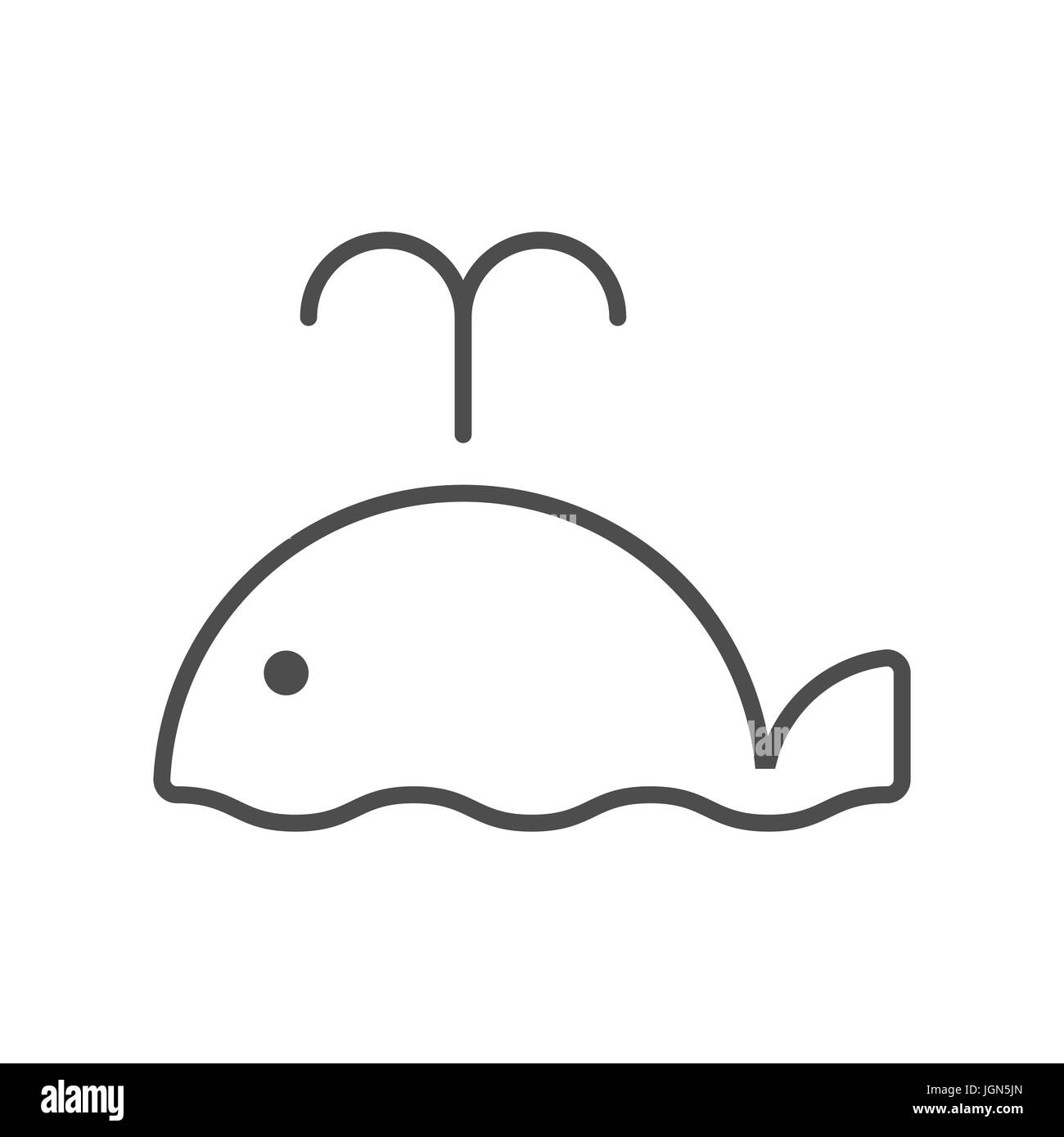 Linea di icona di stile con graziosi whale Illustrazione Vettoriale