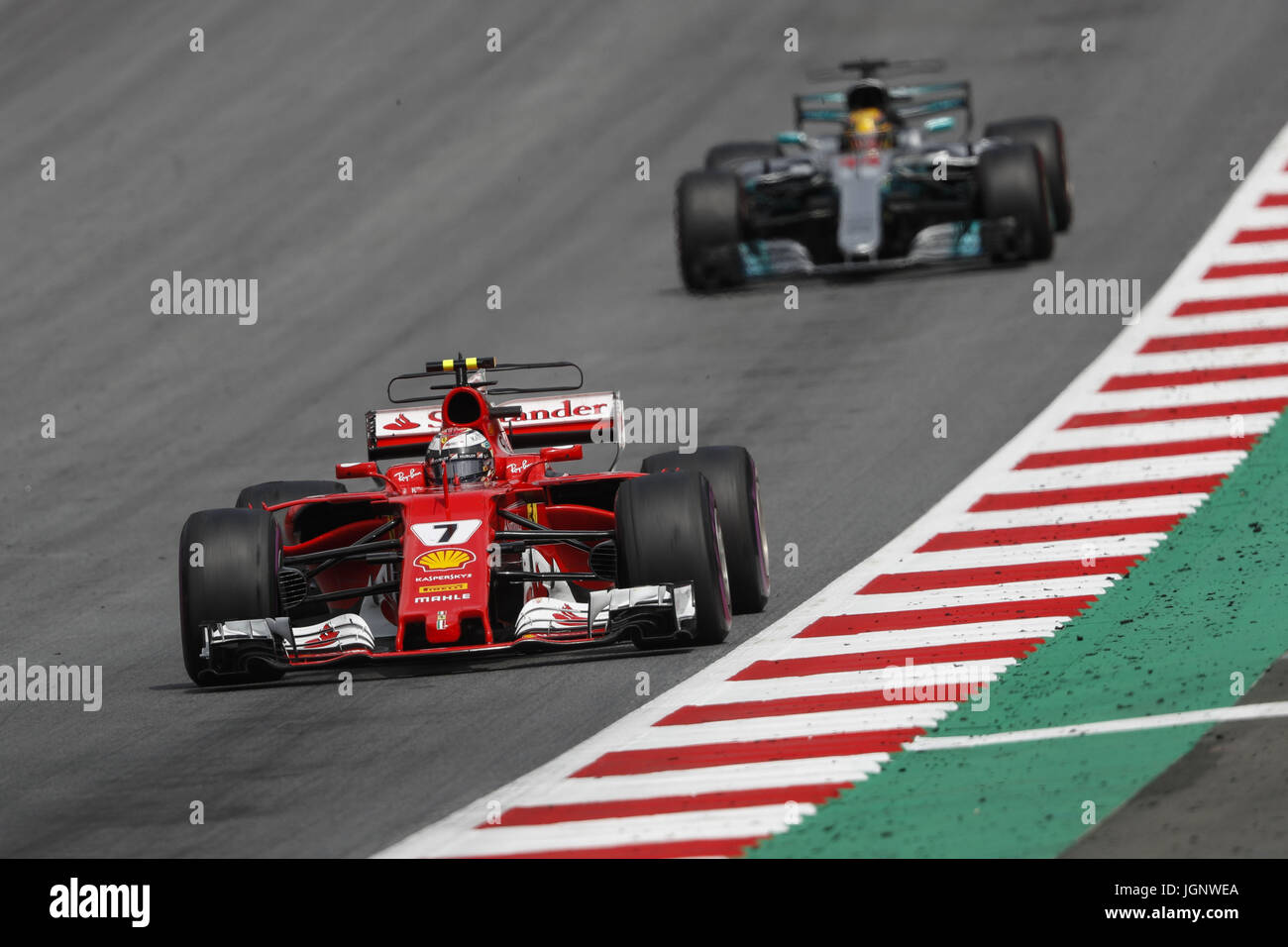 Spielberg, Austria. 9 Luglio, 2017. KIMI RAIKKONEN della Finlandia e la Scuderia Ferrari rigidi durante il 2017 Formula 1 Austrian Grand Prix in Spielberg, Austria. Credito: James Gasperotti/ZUMA filo/Alamy Live News Foto Stock