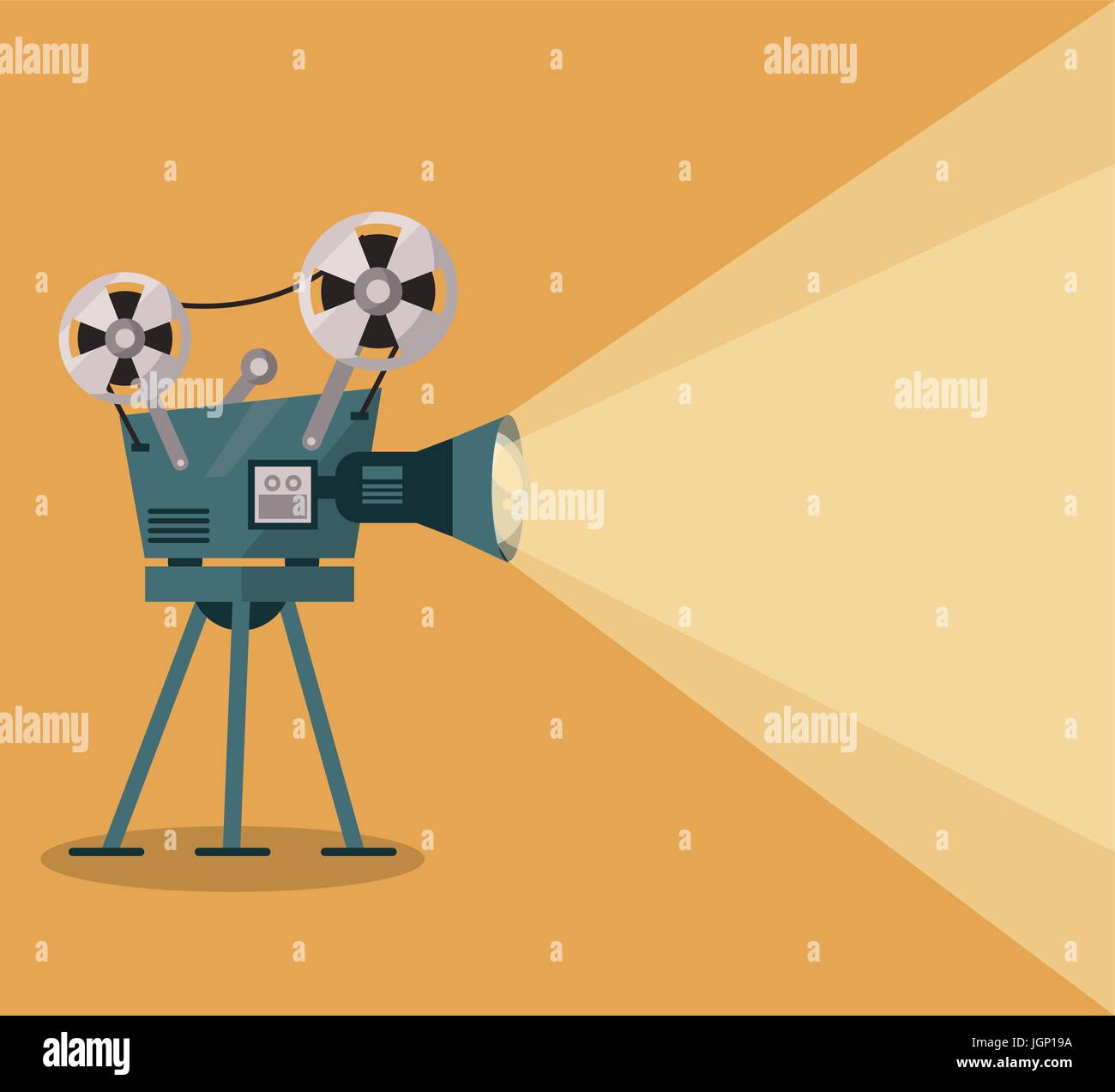 Sfondo giallo con proiettore video Illustrazione Vettoriale