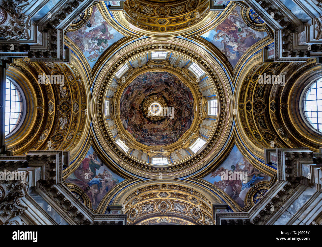 Il soffitto di Sant Agnese in Agone (Sant Agnese in Piazza Navona), Roma, lazio, Italy Foto Stock