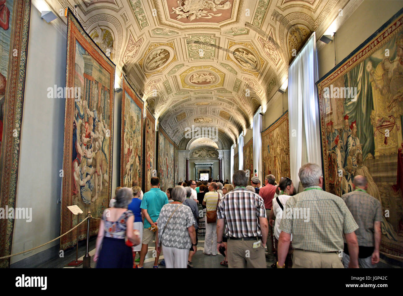 Nella Galleria degli Arazzi Arazzo (galleria), dei Musei Vaticani e Città del Vaticano. Foto Stock