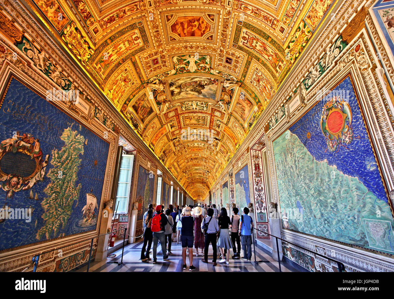 Nella galleria di mappe (Galleria delle Carte Geografiche) dei Musei Vaticani, Città del Vaticano Foto Stock