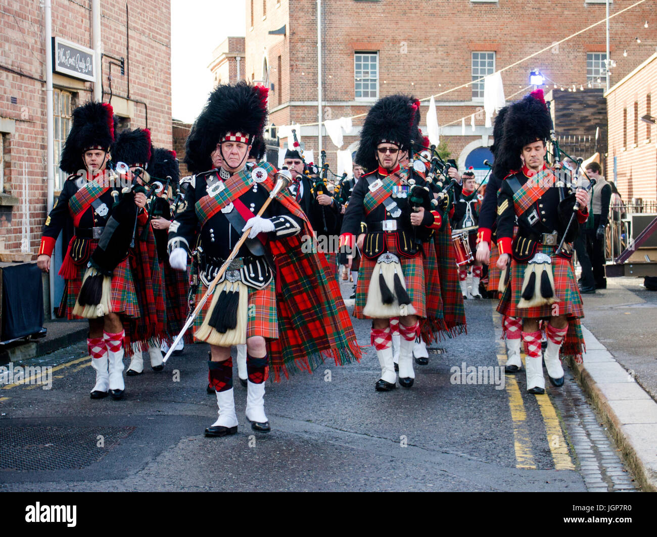 Una zampogna Marching Band Foto Stock