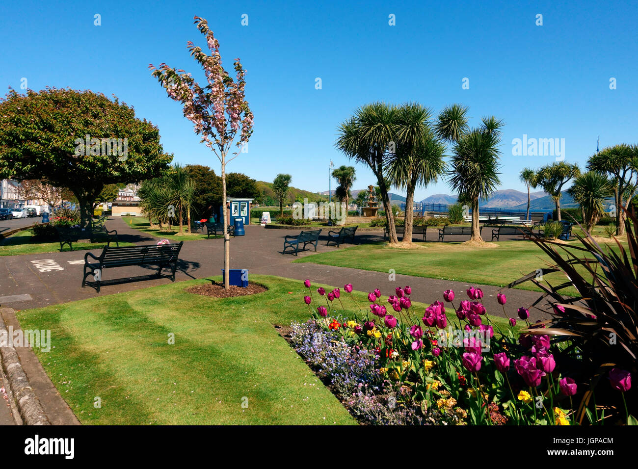La Esplanade giardini su Rothesay fronte mare sulla Isle of Bute, Scozia Foto Stock