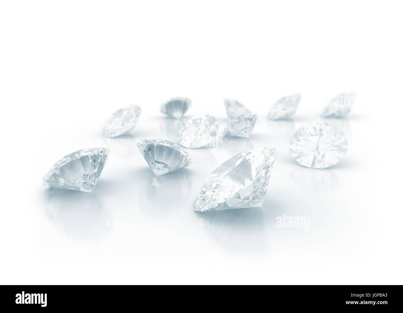 Diamanti su sfondo bianco Foto Stock
