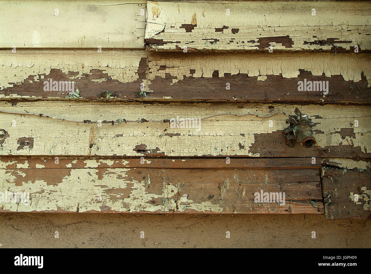 Peeling House Paint su legno rivestimenti Foto Stock