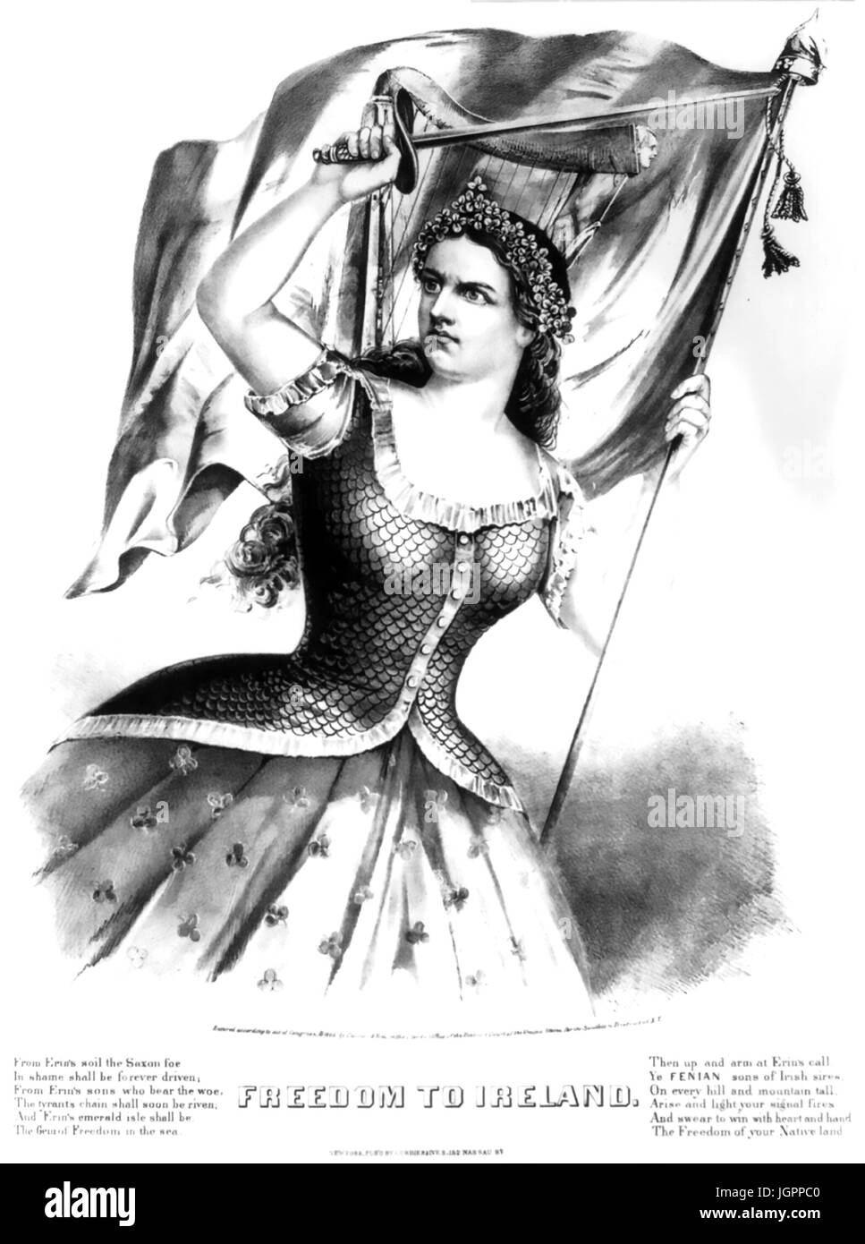 Libertà di Irlanda Currier & Ives litografia di circa 1866 Foto Stock