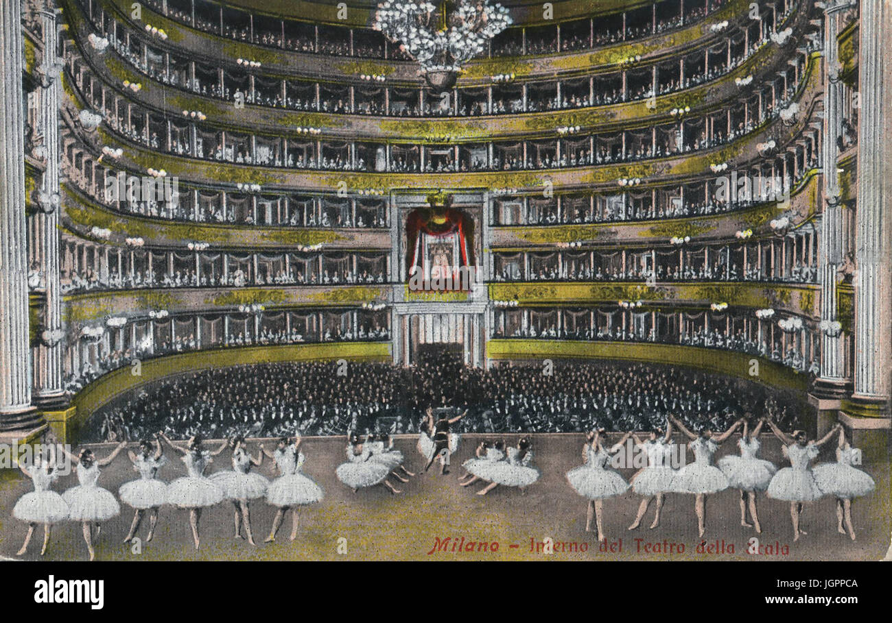 Il TEATRO ALLA SCALA DI MILANO su una cartolina in circa 1900 Foto Stock