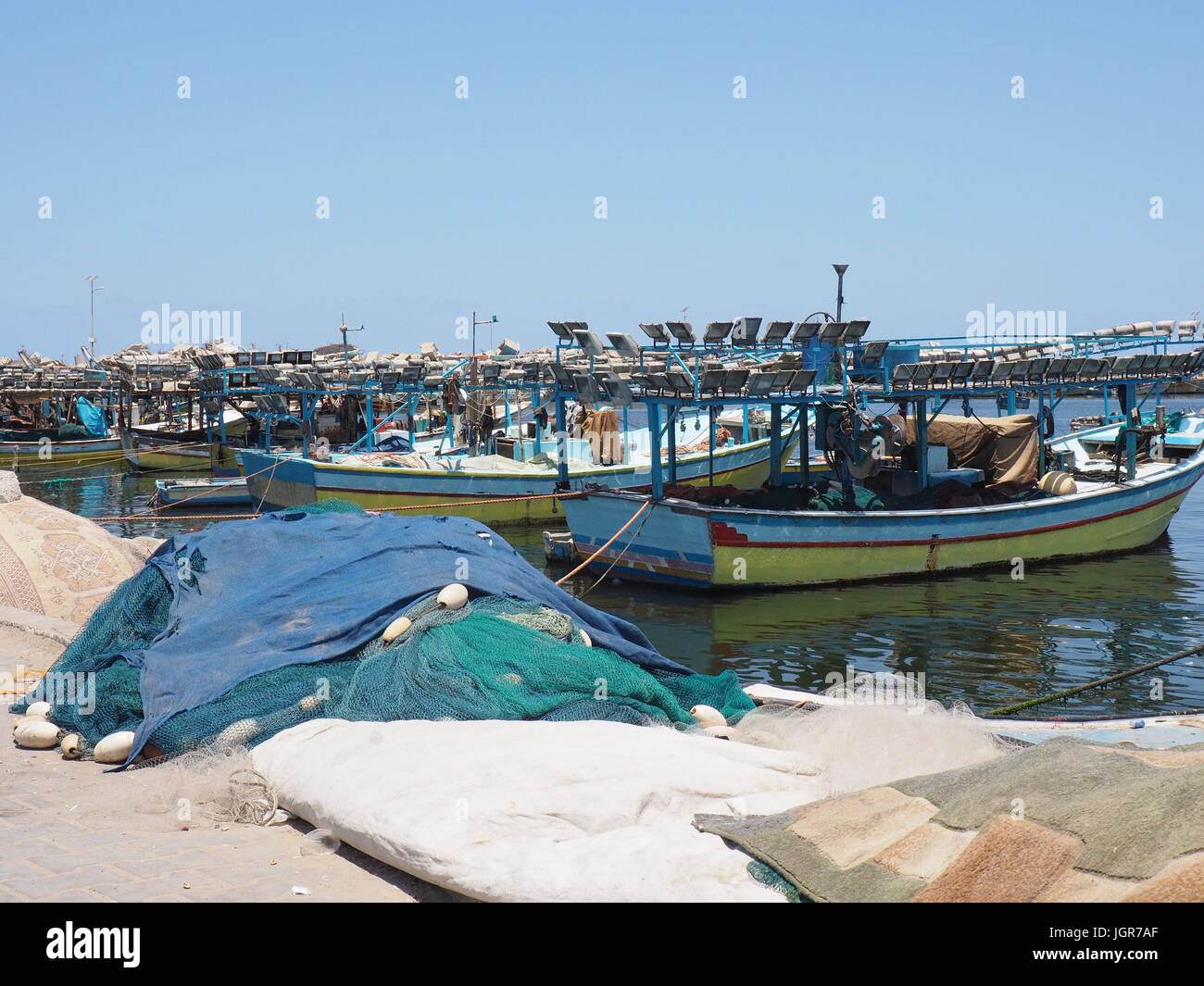 La striscia di Gaza, Territori palestinesi. Xx Giugno, 2017. Barche da pesca nel porto di Gaza nella Striscia di Gaza, 20 giugno 2017. - Nessun filo SERVICE - foto: Stefanie Järkel/dpa/Alamy Live News Foto Stock