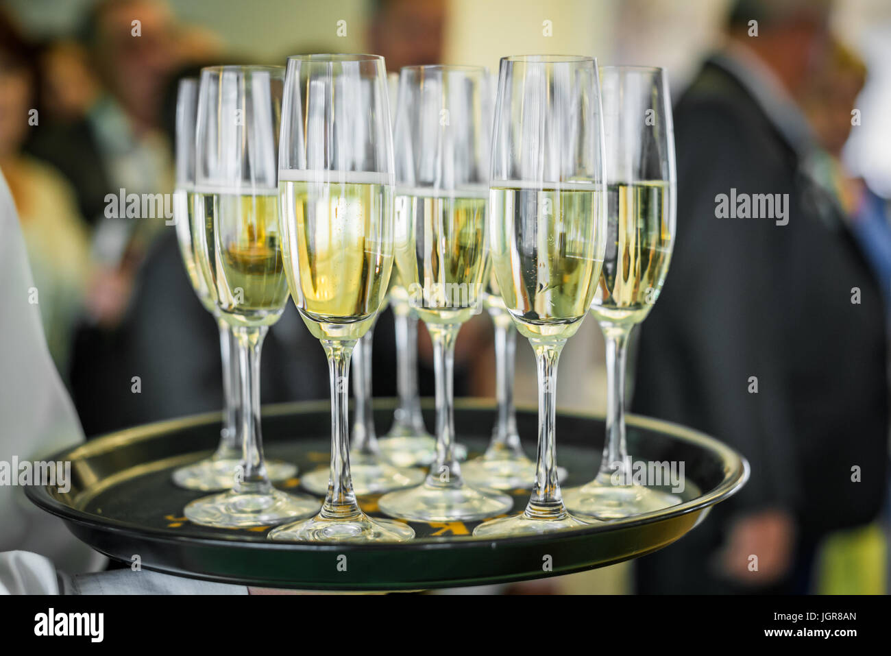 Champagne su un vassoio Foto Stock