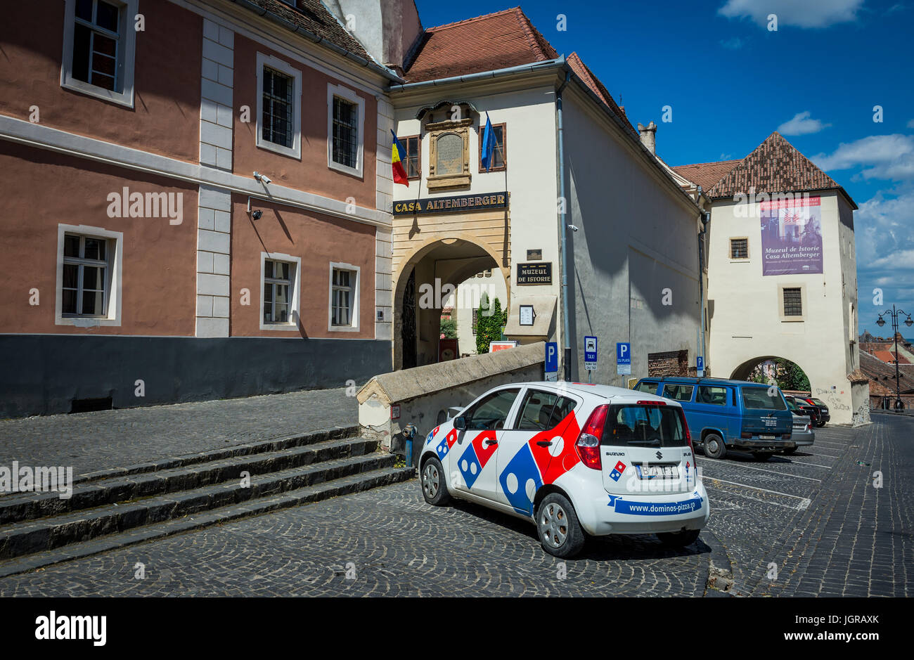 Casa costruita da Thomas Altemberger (oggi Museo di Storia) su Mitropoliei Street nel centro storico della città di Sibiu della Transilvania regione, Romania Foto Stock