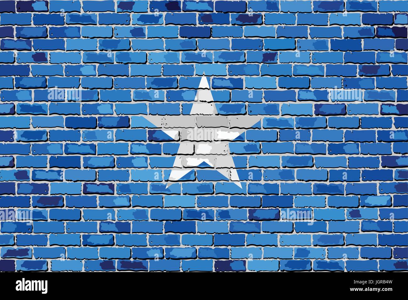 Bandiera della Somalia su un muro di mattoni - Illustrazione, Somalia bandiera sul mattone sfondo testurizzato, Abstract grunge vettore di mosaico Illustrazione Vettoriale