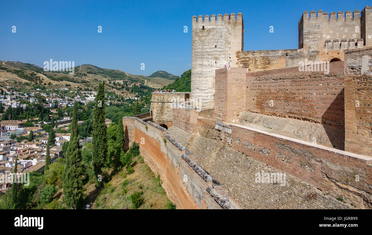 Ampio angolo di visione di Alhambra e Albaicin Foto Stock