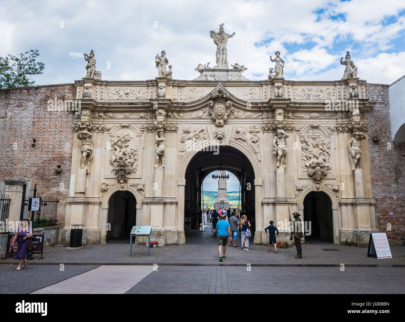 3° porta dell'Alba Carolina fortezza chiamato Carol's Gate in Alba Iulia città situata nella contea di Alba, Transilvania, Romania Foto Stock