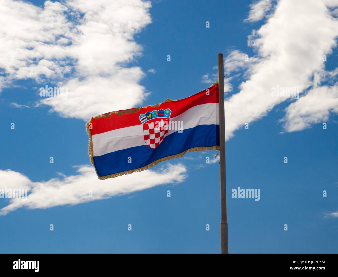 Bandiera della Croazia, sventolando nel vento Foto Stock