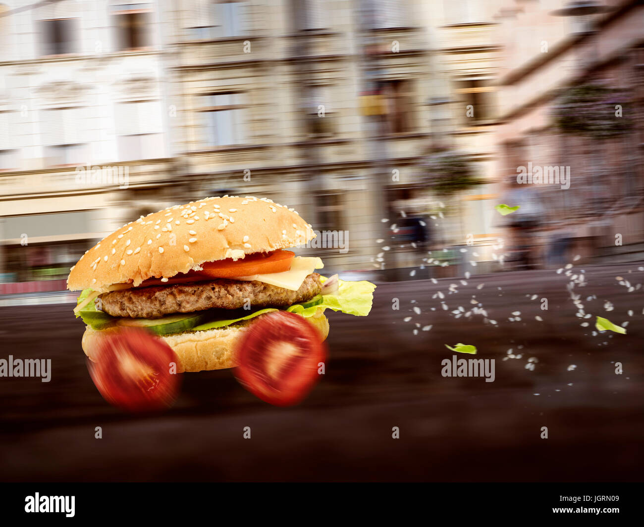 Burger aziona verso il basso una montagna Foto Stock