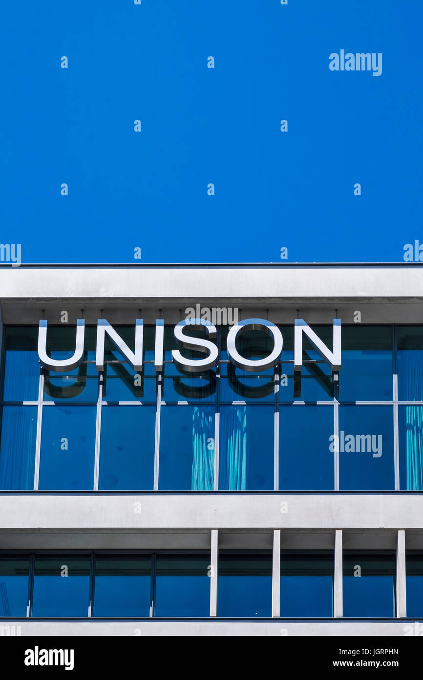 Unison unione sede sulla Euston Road, Borough di Camden, London, England, Regno Unito Foto Stock