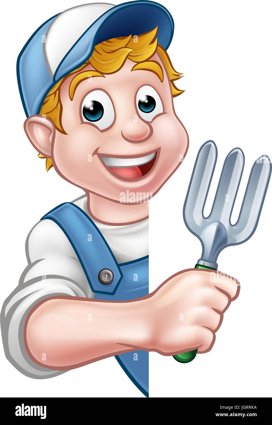 Giardiniere o agricoltore personaggio dei fumetti Illustrazione Vettoriale