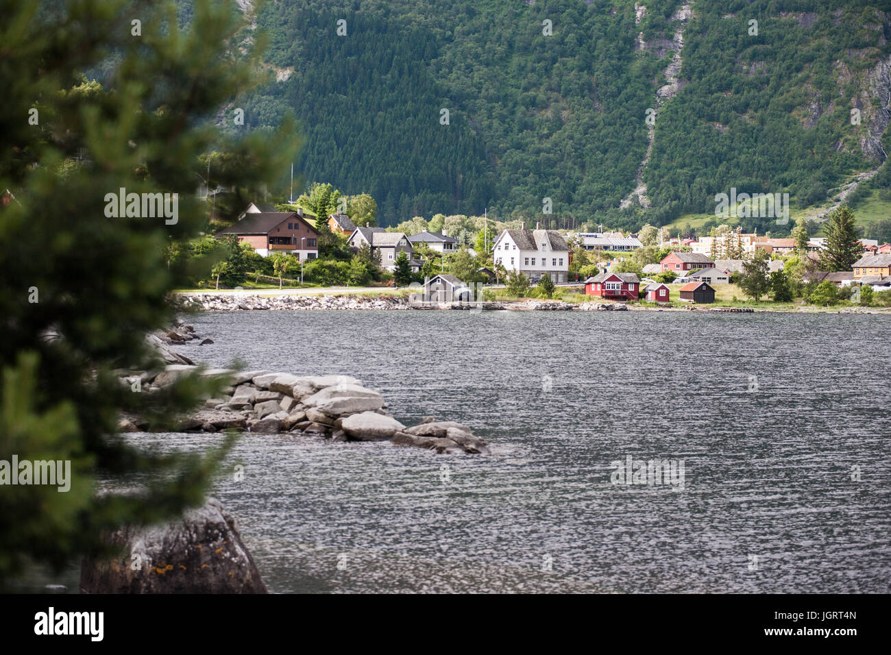 Villaggio di Eidfjord, Norvegia Foto Stock