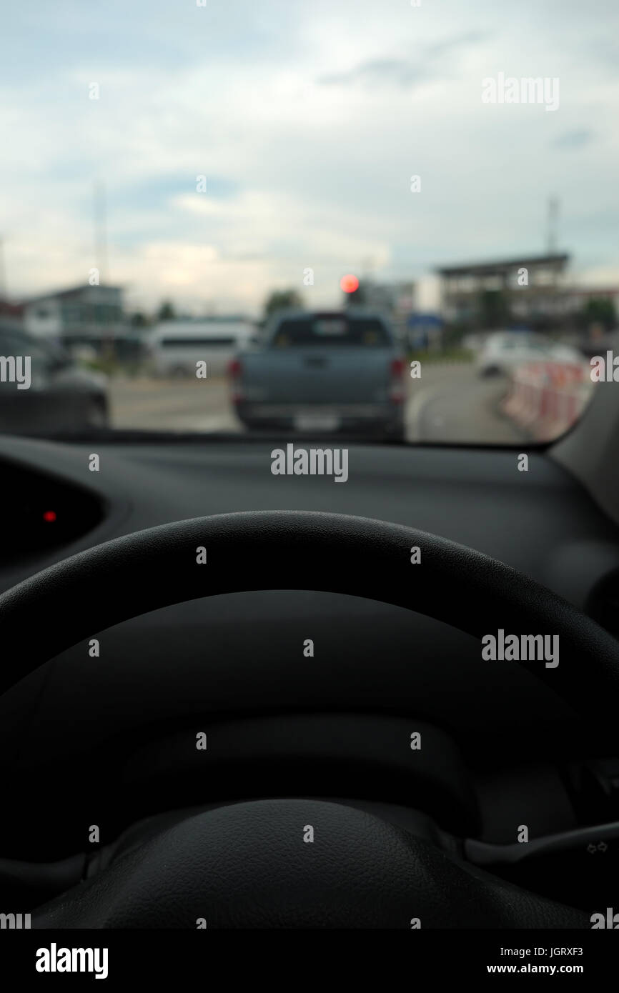 Guida di un auto Foto Stock