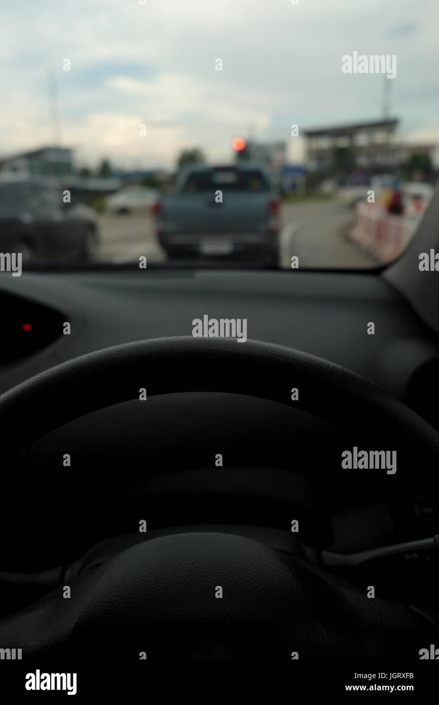 Guida di un auto Foto Stock