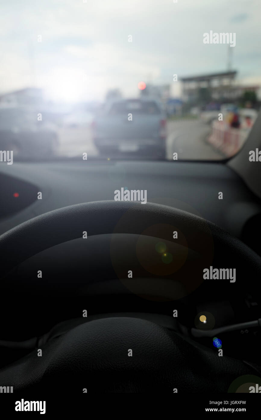 Guida di un auto Foto Stock