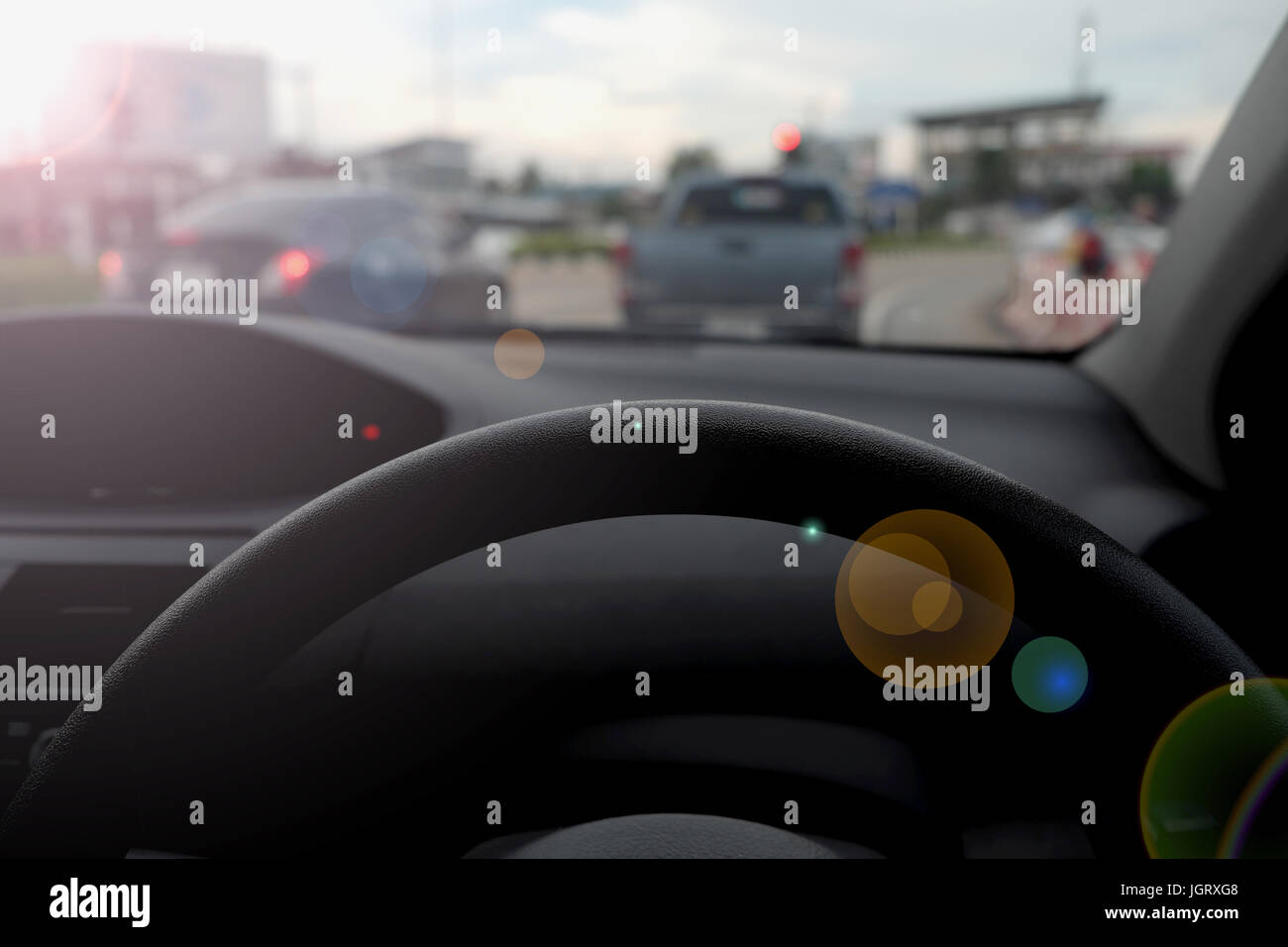 Guida di un auto Foto Stock