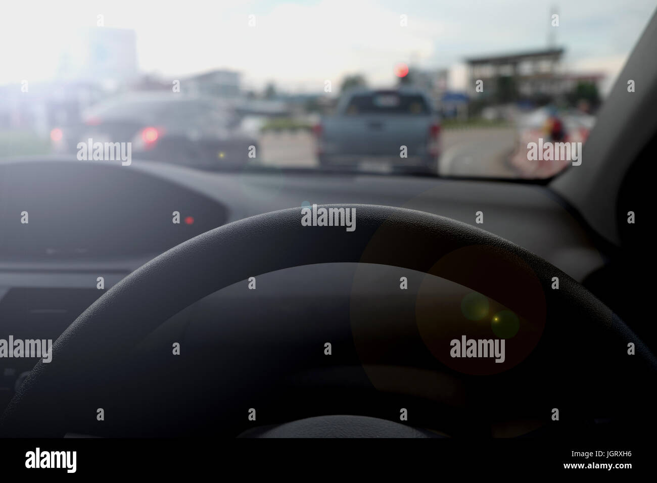 Guida di un auto Foto Stock