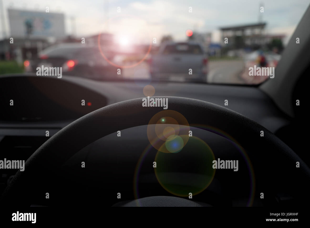 Guida di un auto Foto Stock