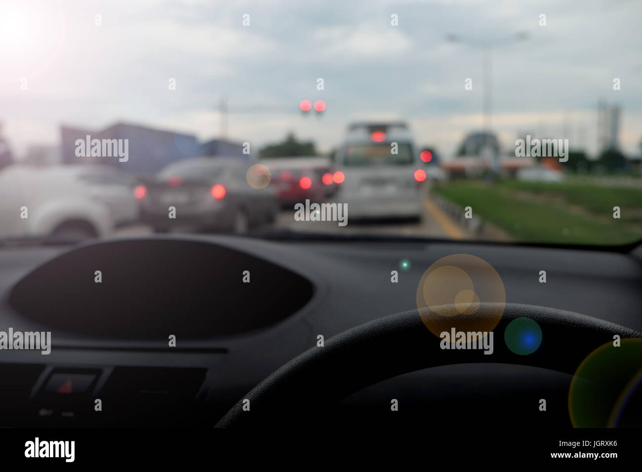 Guida di un auto Foto Stock