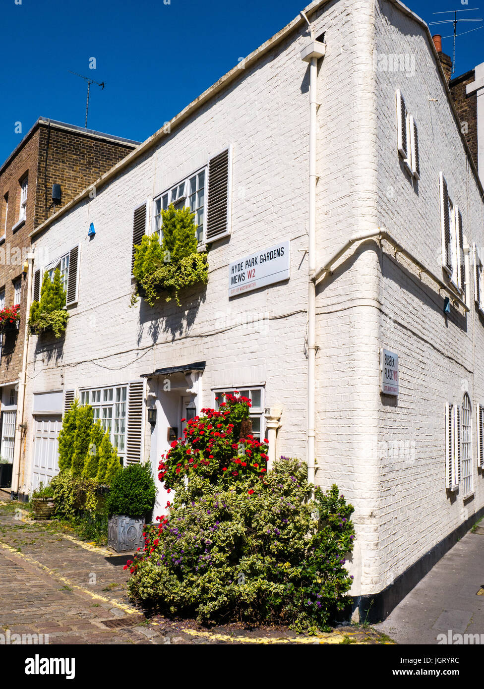 Hyde Park Garden Mews, Bayswater, London, England, Regno Unito, GB. Foto Stock