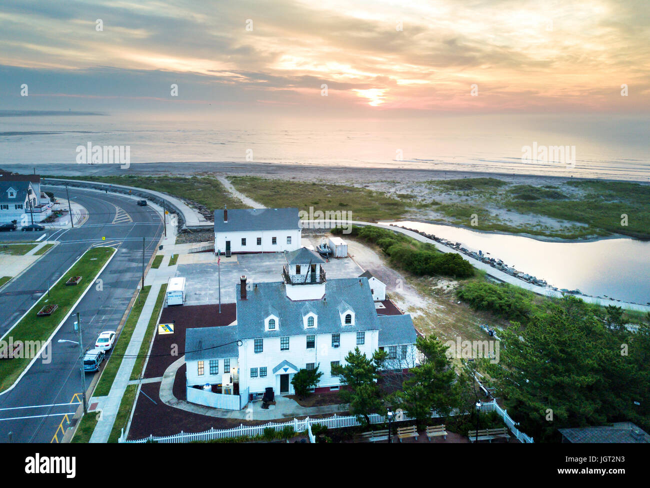 Tramonto sull'oceano Atlantico, vista aerea Foto Stock