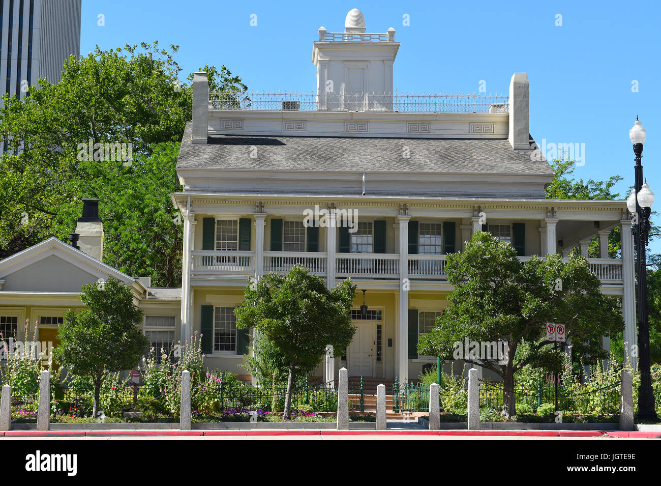 SALT LAKE CITY, Utah - Giugno 28, 2017: Beehive House. Costruito nel 1854 la casa era la residenza ufficiale della Brigham Young. Foto Stock