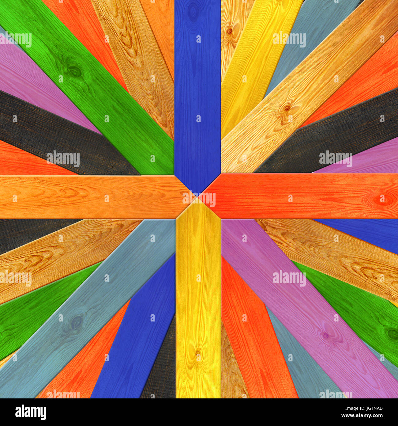 Multicolore di tavole in legno realizzati in diversi colori Foto Stock