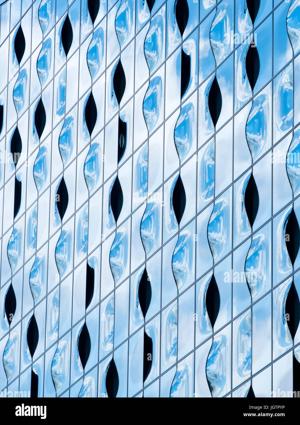 La facciata esterna dettaglio della nuova Elbphilharmonie concert hall di Amburgo, Germania Foto Stock