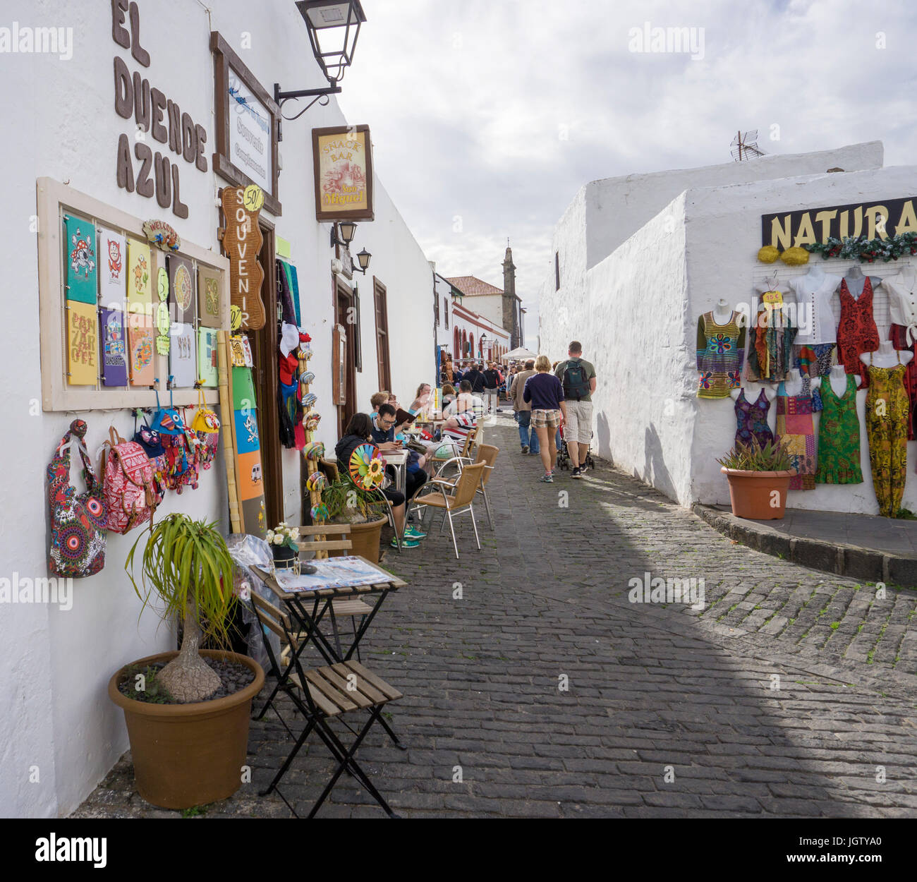 Settimanale popolare mercato di domenica a Teguise, Lanzarote, Isole canarie, Spagna, Europa Foto Stock