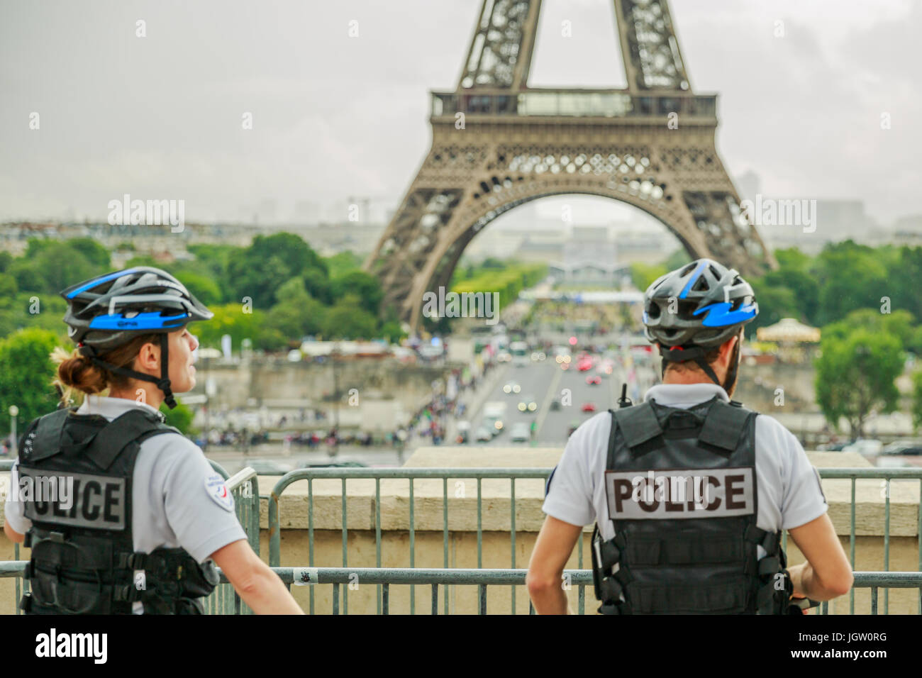 Torre Eiffel Polizia Foto Stock