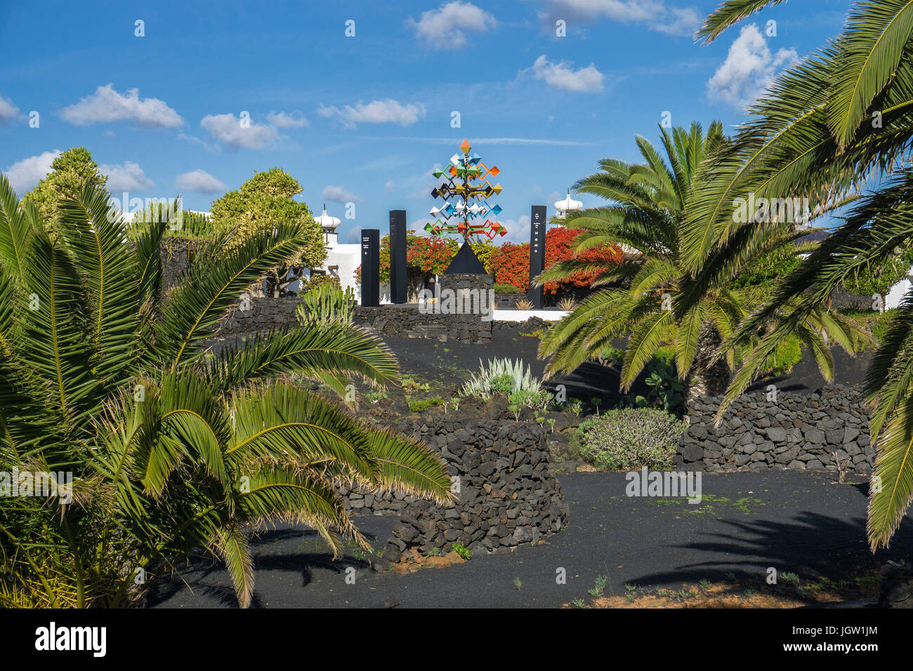 Wind chime, scultura alla Fundacion Cesar Manrique, Taro de Tahiche, Tahiche, Lanzarote, Isole canarie, Spagna, Europa Foto Stock