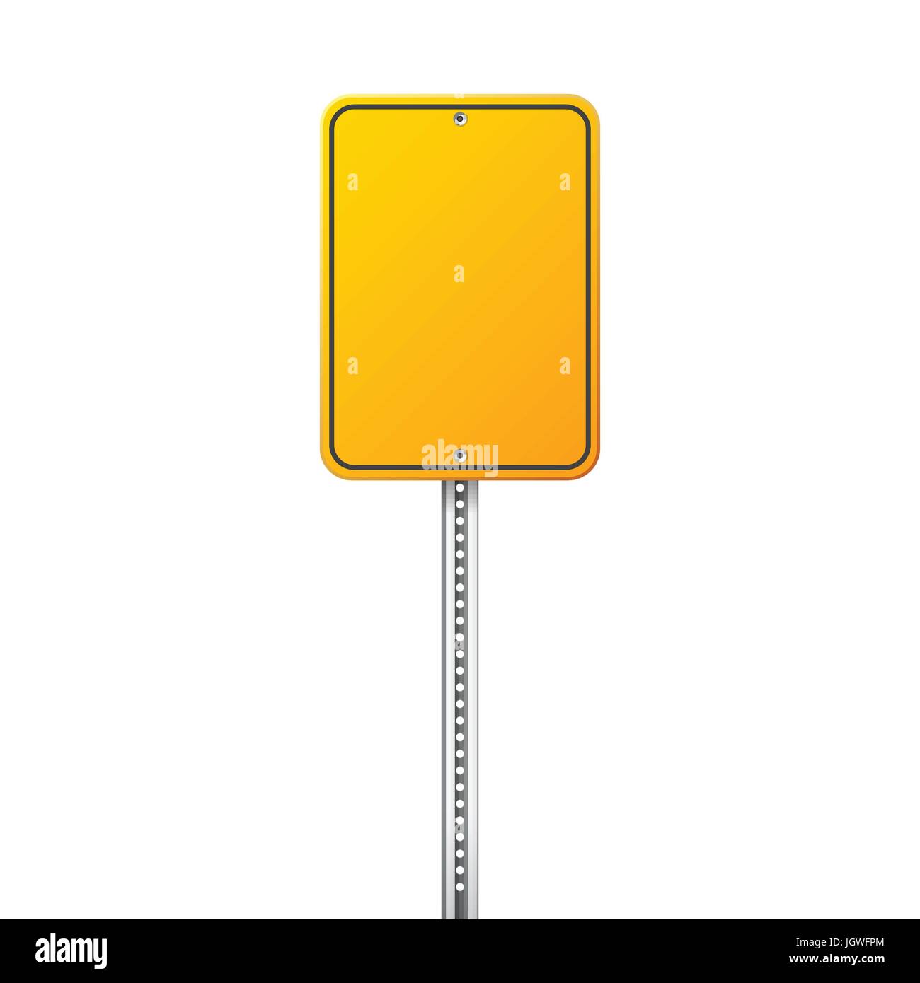 Giallo su strada segno di traffico. Blank Board con posto per testo.mockup. Informazioni isolate di segno. Direzione. Illustrazione Vettoriale. Illustrazione Vettoriale