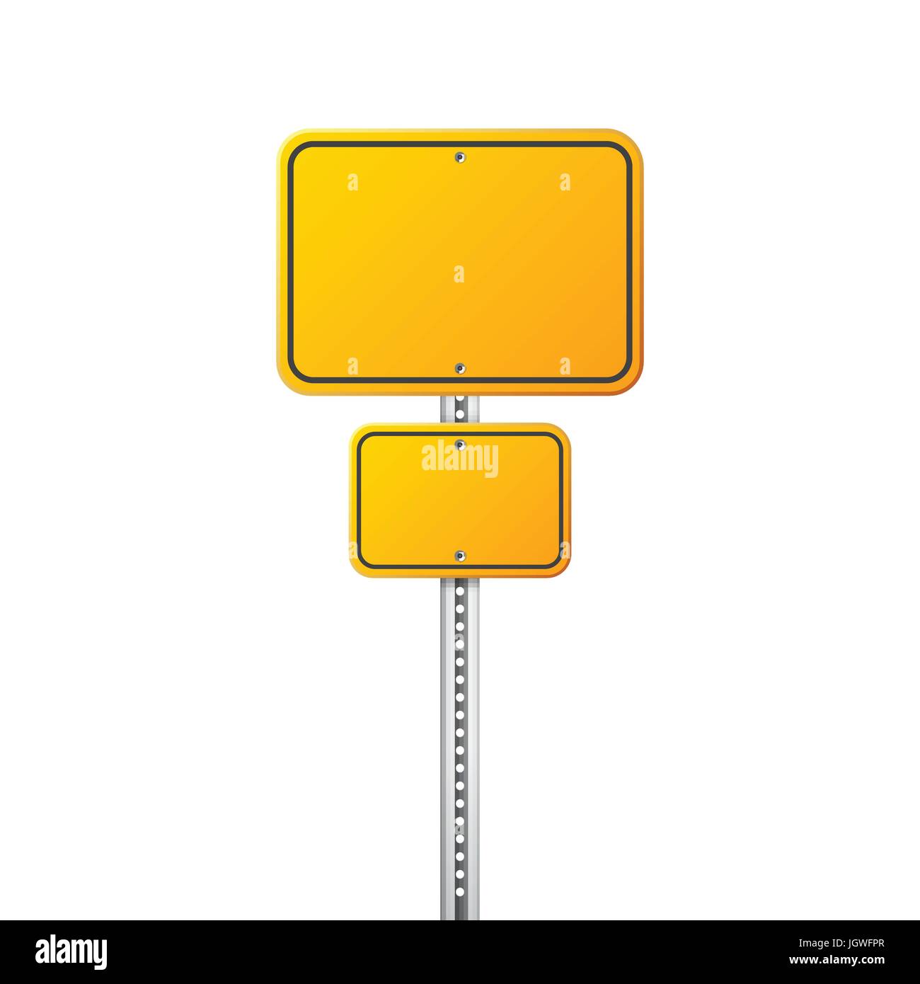 Giallo su strada segno di traffico. Blank Board con posto per testo.mockup. Informazioni isolate di segno. Direzione. Illustrazione Vettoriale. Illustrazione Vettoriale