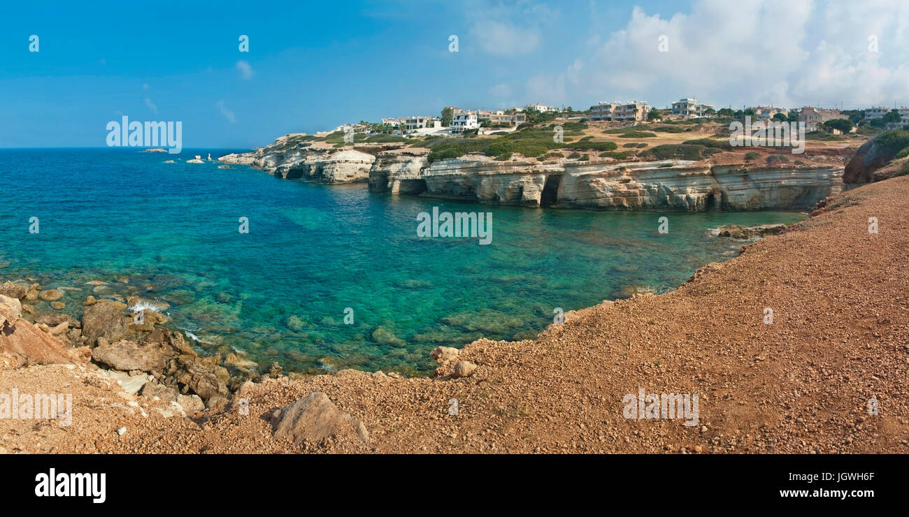 Vista di grotte marine di Cipro Foto Stock