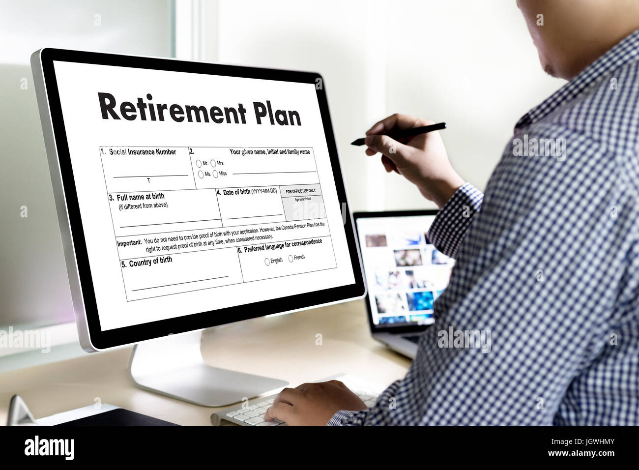 Piano di pensionamento di tempo per risparmiare denaro per il concetto di pensionamento Foto Stock