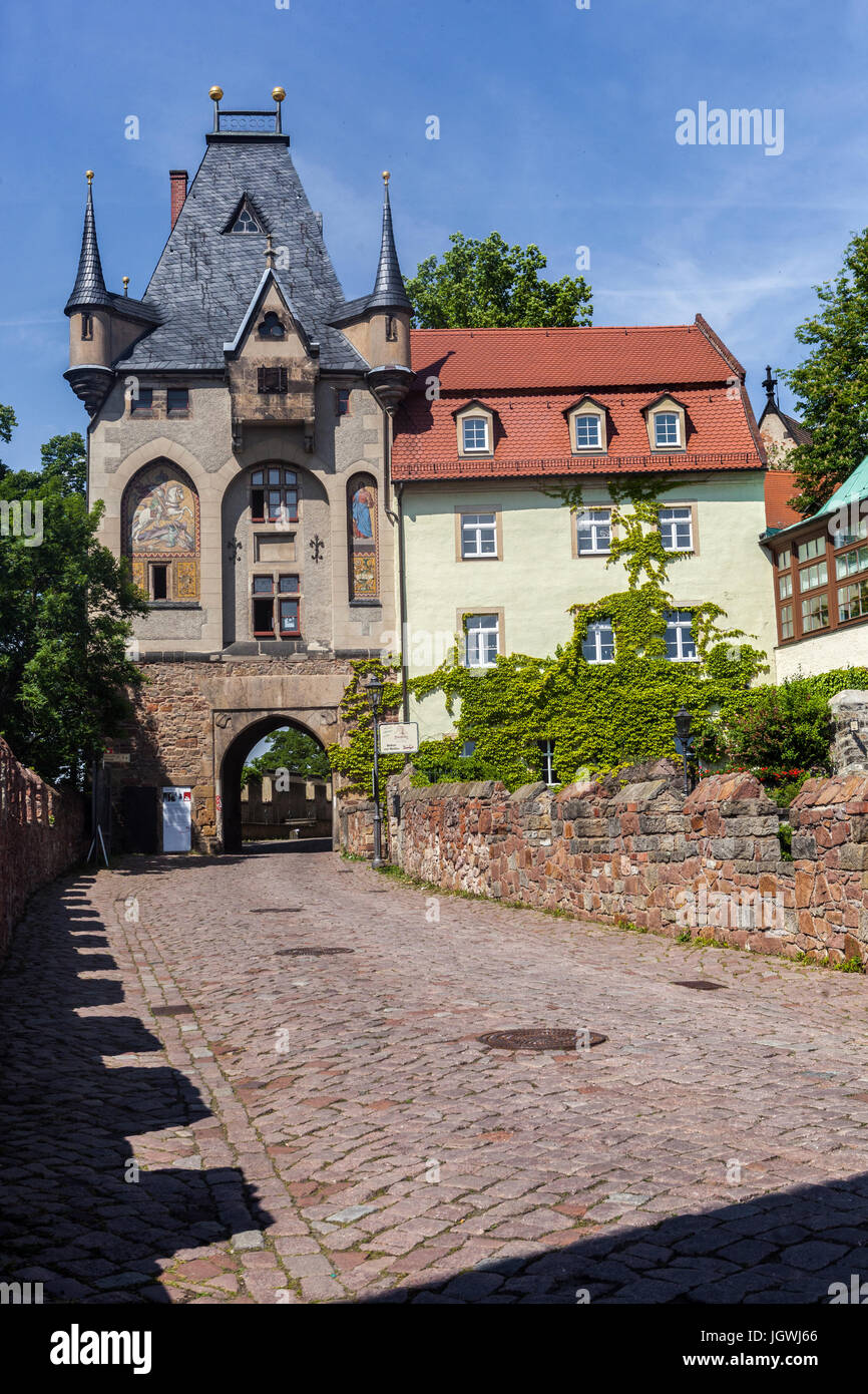Meissen Torhaus Gate Burgberg Hill, forte Fortezza, Torre Sassonia Meissen Germania Foto Stock