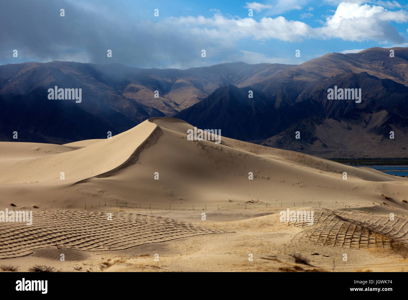 Il Tibet Lhoka Yarlung Zangbo paesaggio fluviale Foto Stock