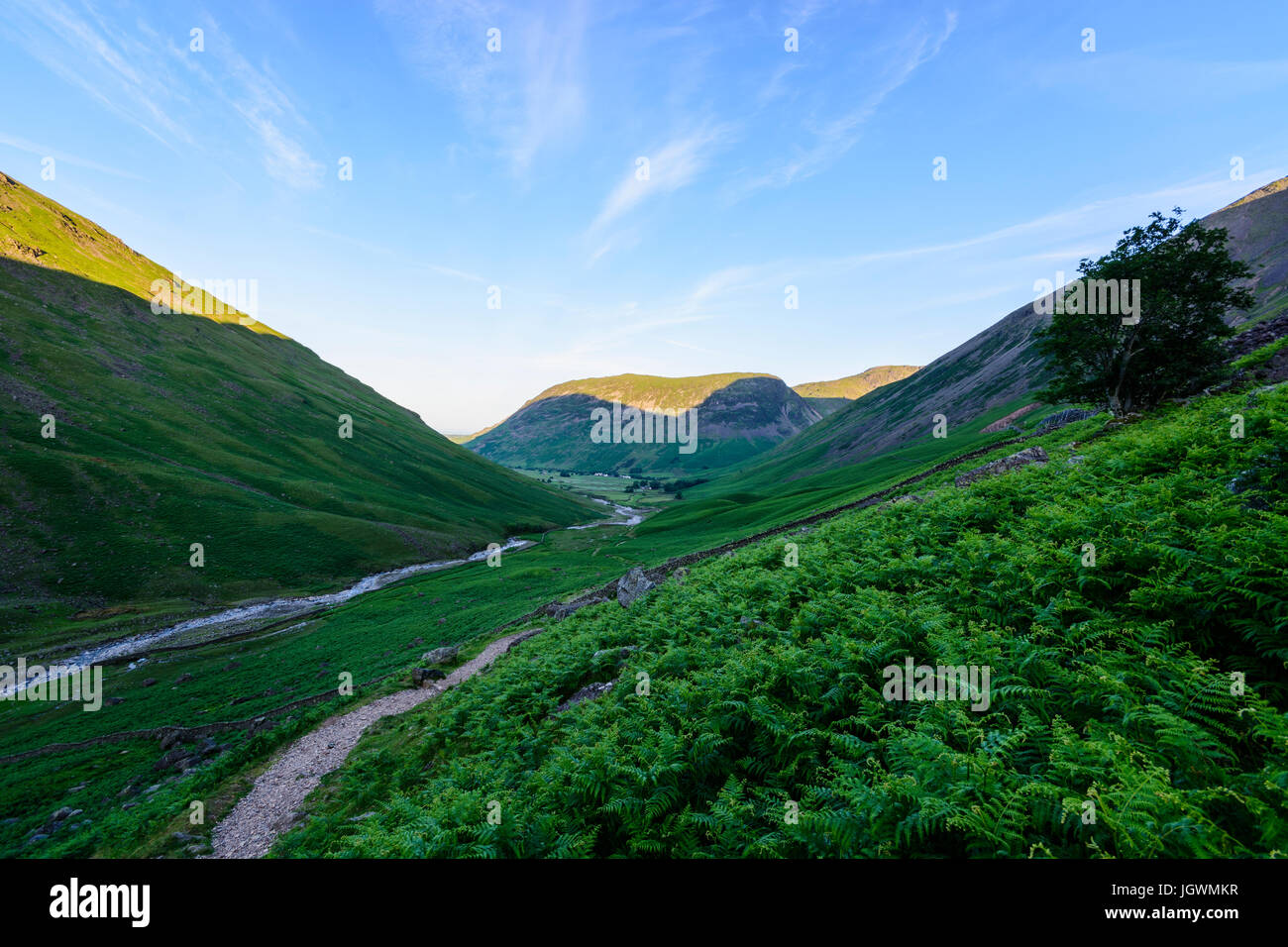 Lingmell beck con Yewbarrow dietro, Testa Wasdale, Lake District, England, Regno Unito Foto Stock