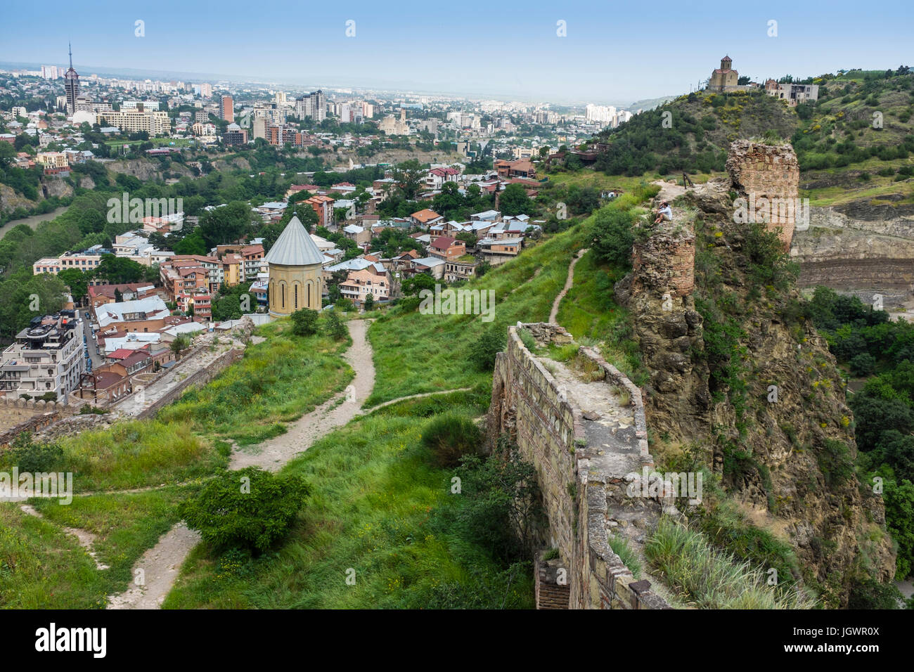 Fortezza di Narikala, Tbilisi, Georgia, l'Europa orientale. Foto Stock