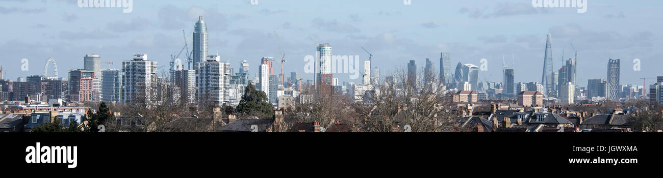 London skyline della città dal London Eye per la città. Foto Stock